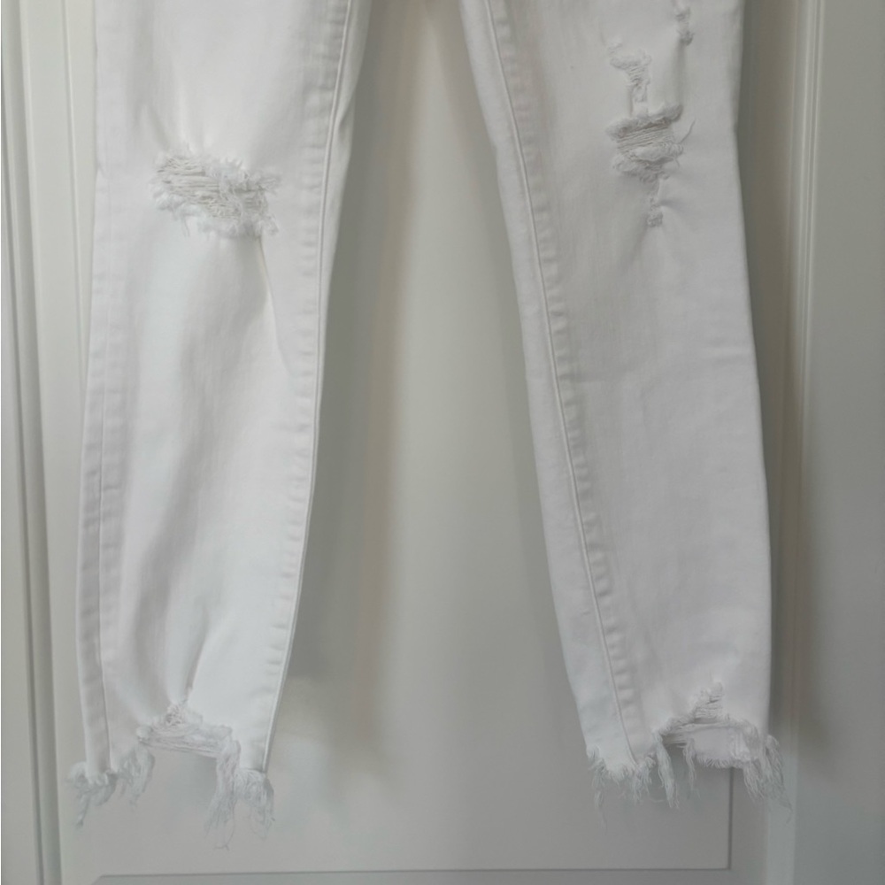 Abercrombie & Fitch White High Rise Super Skinny Ankle Distressed Jeans - Picture 2 of 8